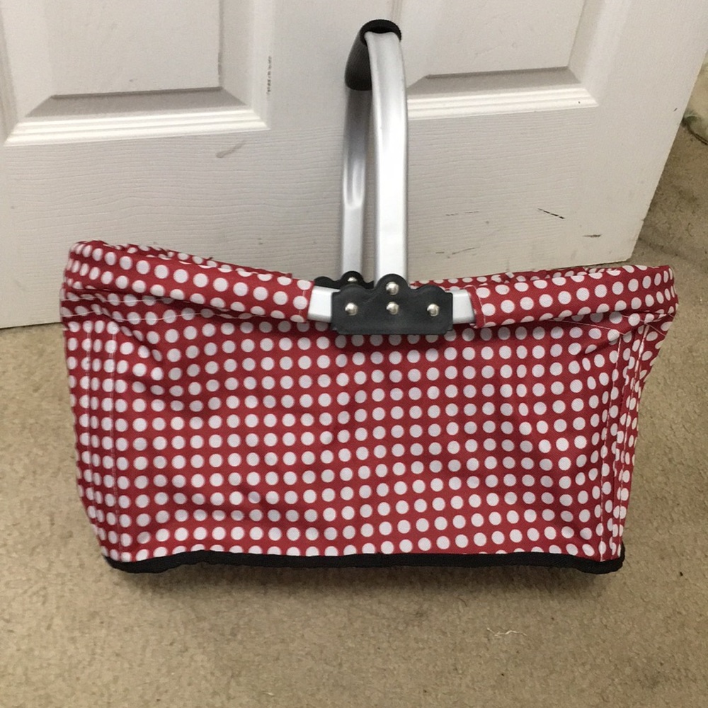 Burgundy polka dot Picnic Basket